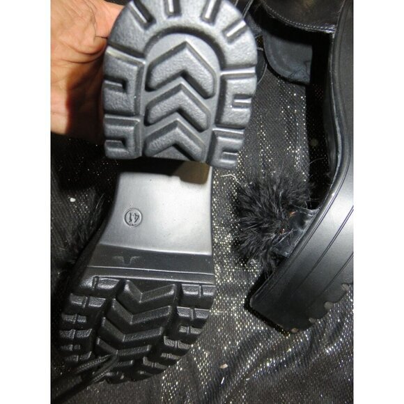 Chunky Platform Ankle buckle Feather embellished heels size 41 or US 9 - Picture 13 of 14